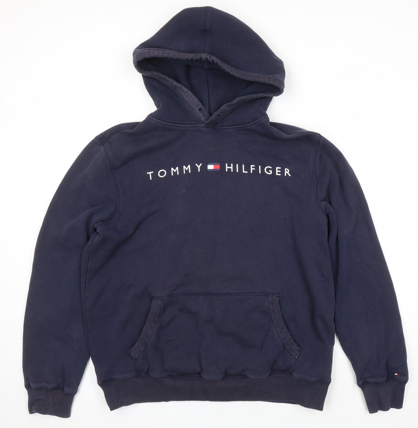 Tommy Hillfliger Mens Blue Cotton Pullover Hoodie Size L