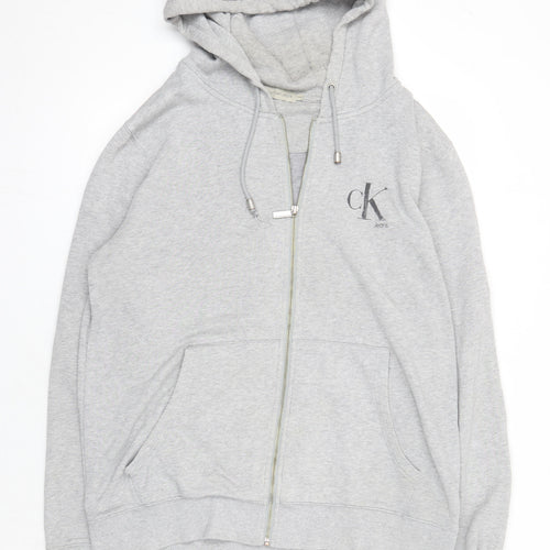 Calvin Klein Mens Grey Polyester Full Zip Hoodie Size 2XL