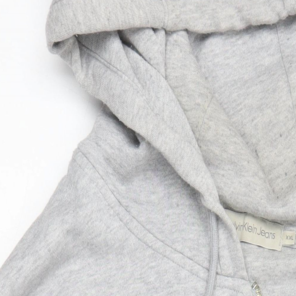 Calvin Klein Mens Grey Polyester Full Zip Hoodie Size 2XL