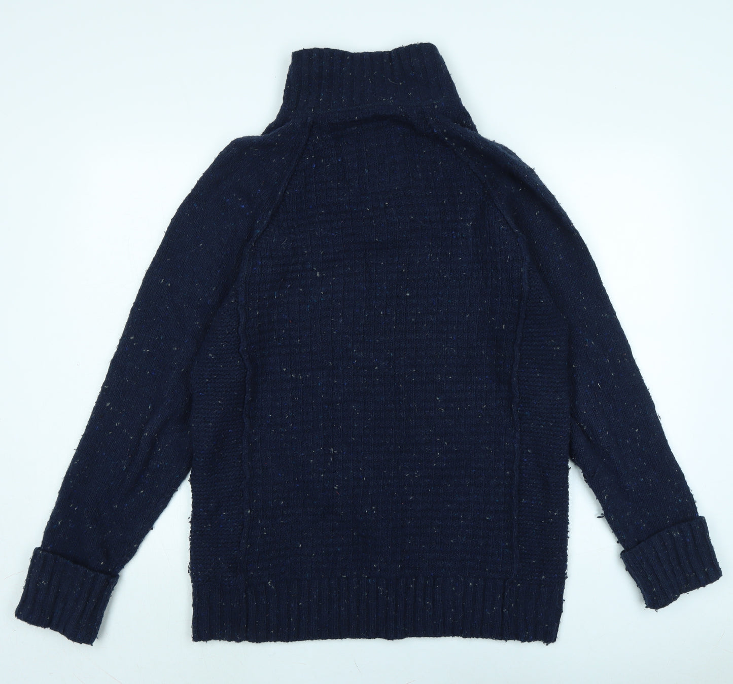 Fat Face Mens Blue High Neck Wool Pullover Jumper Size M Long Sleeve