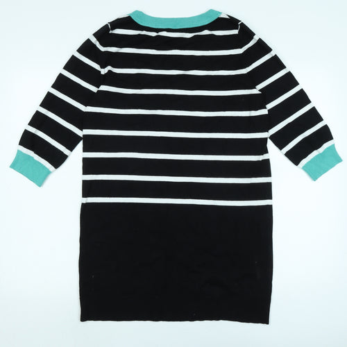 M&Co Womens Black Boat Neck Nylon Pullover Jumper Size 14