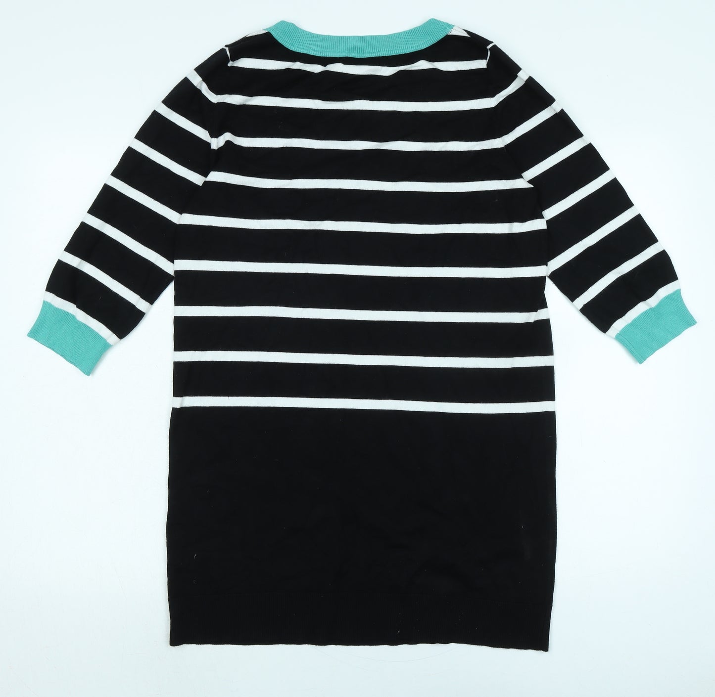 M&Co Womens Black Boat Neck Nylon Pullover Jumper Size 14