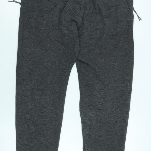 Pull&Bear Mens Grey Cotton Blend Jogger Trousers Size M L27 in Regular Tie