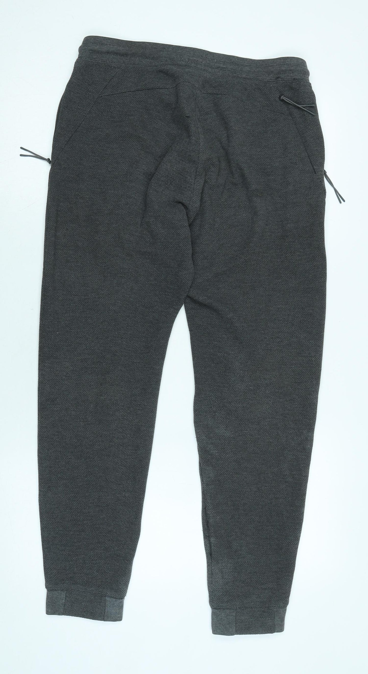 Pull&Bear Mens Grey Cotton Blend Jogger Trousers Size M L27 in Regular Tie