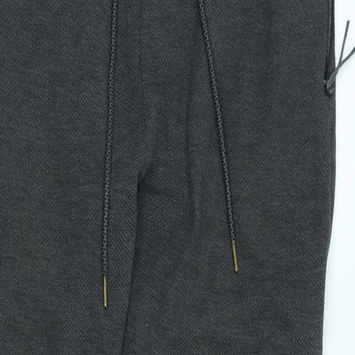 Pull&Bear Mens Grey Cotton Blend Jogger Trousers Size M L27 in Regular Tie