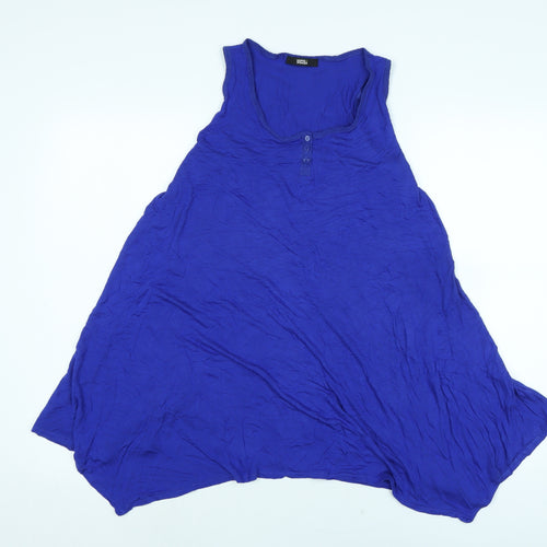 Marks and Spencer Womens Blue Viscose Basic Tank Size 16 Boat Neck