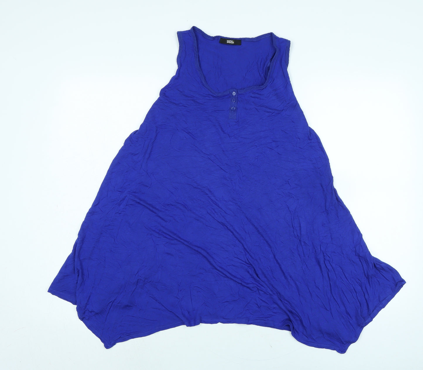 Marks and Spencer Womens Blue Viscose Basic Tank Size 16 Boat Neck