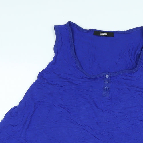 Marks and Spencer Womens Blue Viscose Basic Tank Size 16 Boat Neck