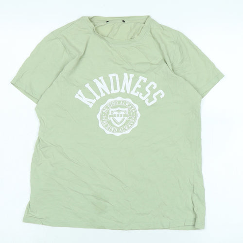 New Look Womens Green Cotton Basic T-Shirt Size 10 Crew Neck