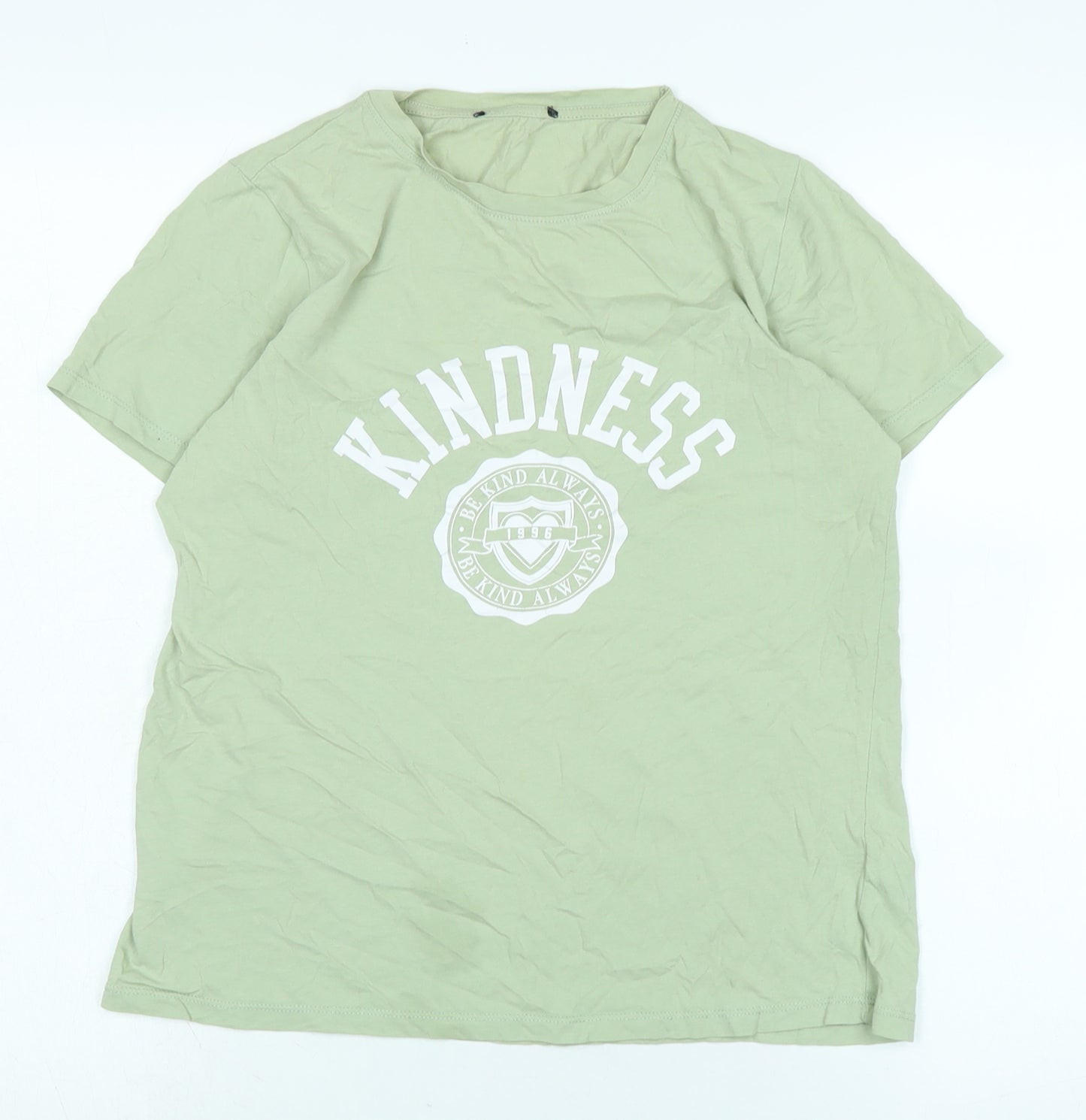 New Look Womens Green Cotton Basic T-Shirt Size 10 Crew Neck