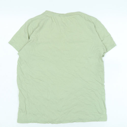 New Look Womens Green Cotton Basic T-Shirt Size 10 Crew Neck