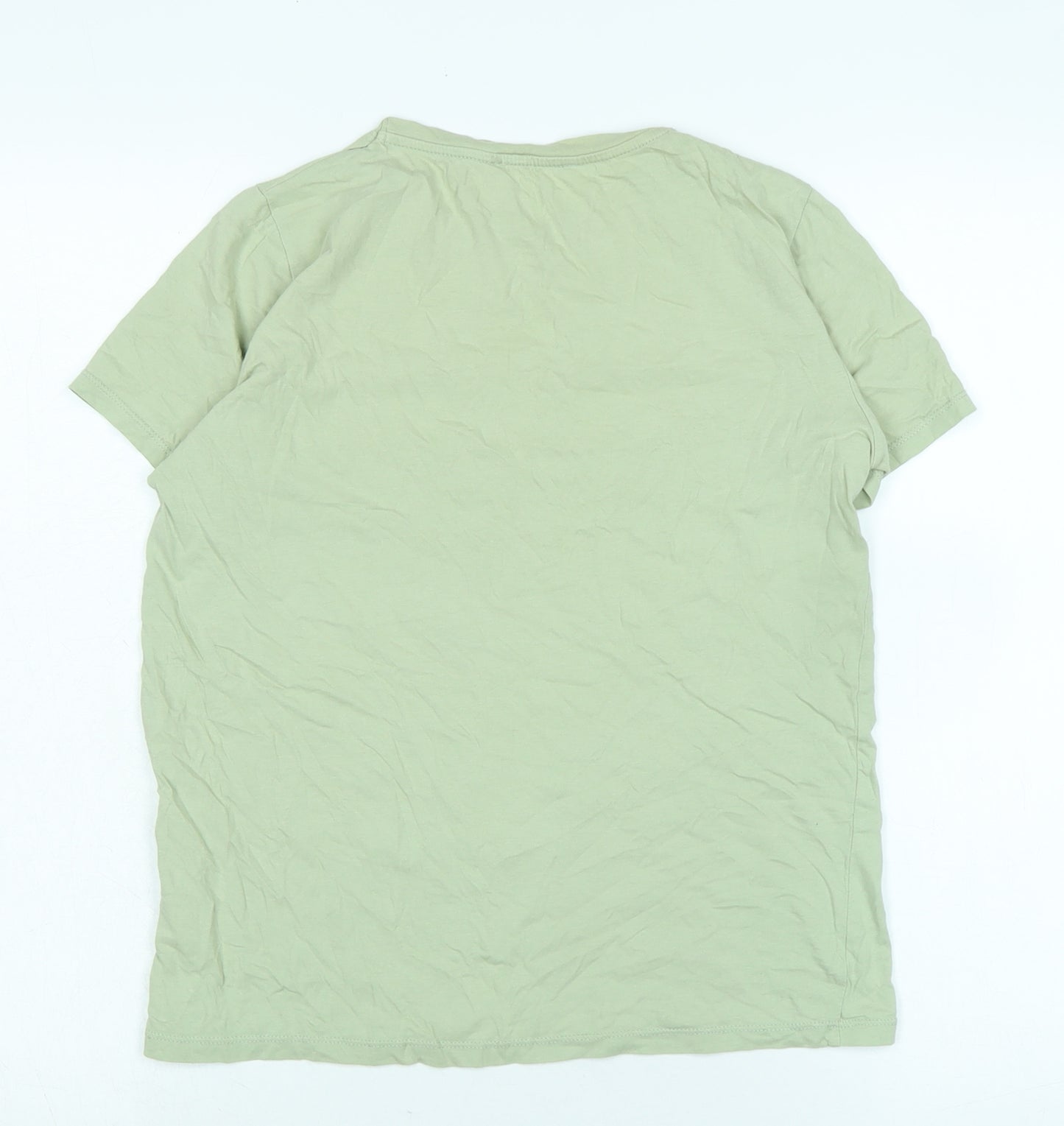 New Look Womens Green Cotton Basic T-Shirt Size 10 Crew Neck