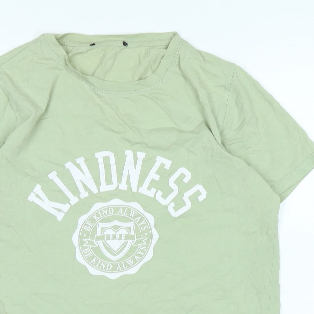 New Look Womens Green Cotton Basic T-Shirt Size 10 Crew Neck