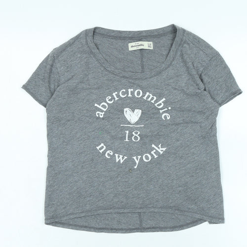 Ambercombe & finch Womens Grey Cotton Basic T-Shirt Size 10 Boat Neck