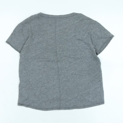 Ambercombe & finch Womens Grey Cotton Basic T-Shirt Size 10 Boat Neck