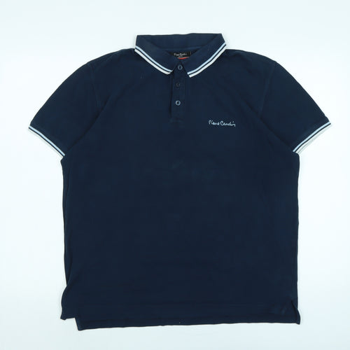 Pierre Carden Mens Blue Cotton T-Shirt Size L Collared