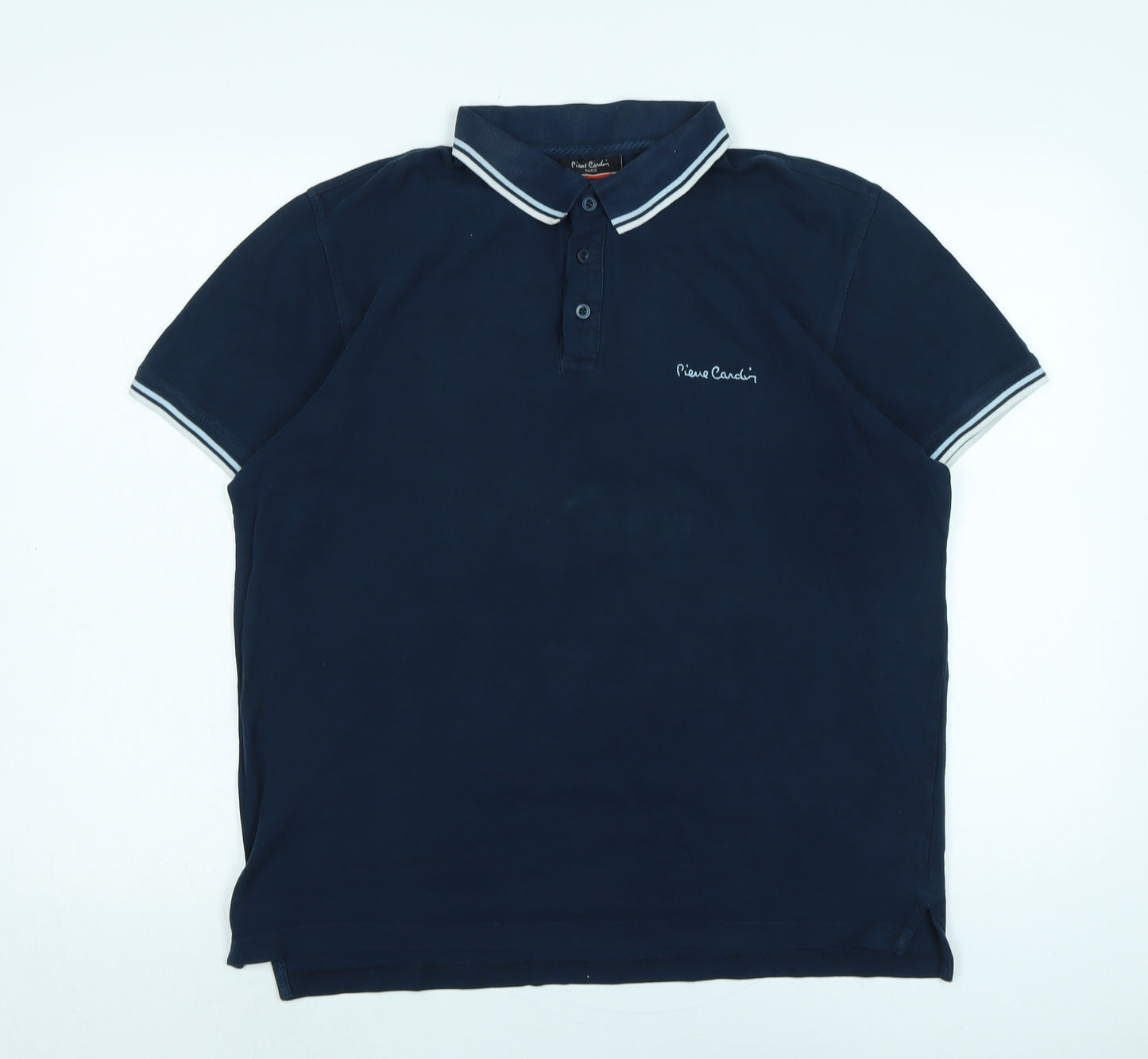 Pierre Carden Mens Blue Cotton T-Shirt Size L Collared