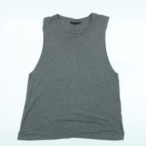Topshop Womens Grey Cotton Basic Tank Size 12 Scoop Neck