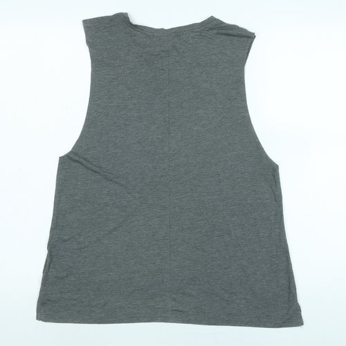 Topshop Womens Grey Cotton Basic Tank Size 12 Scoop Neck