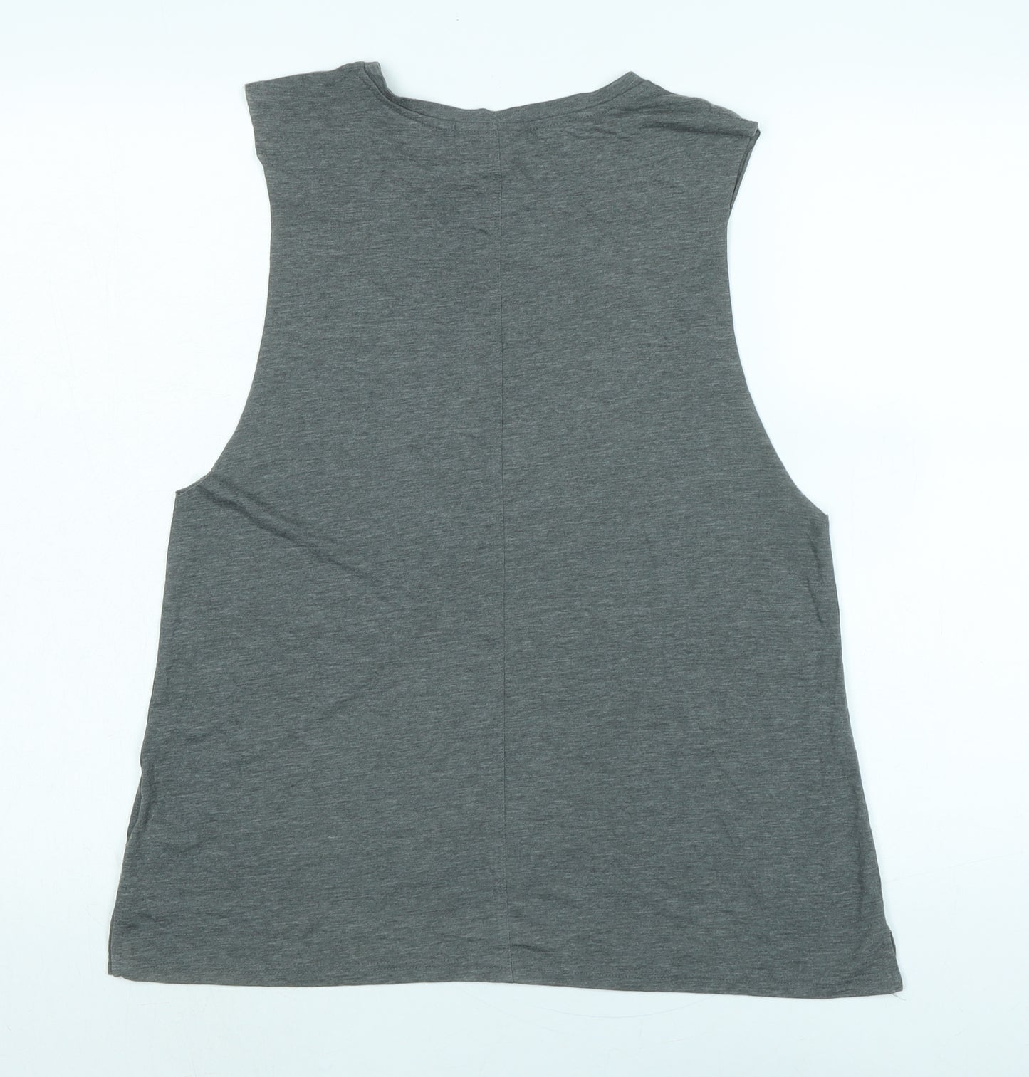 Topshop Womens Grey Cotton Basic Tank Size 12 Scoop Neck