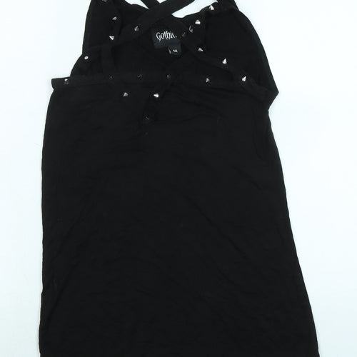 gothicana Womens Black Cotton Tunic Tank Size M Crew Neck