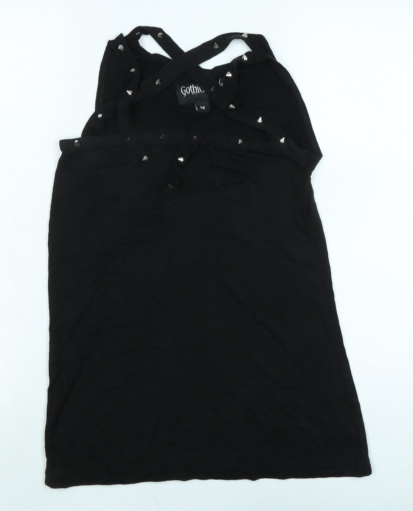 gothicana Womens Black Cotton Tunic Tank Size M Crew Neck
