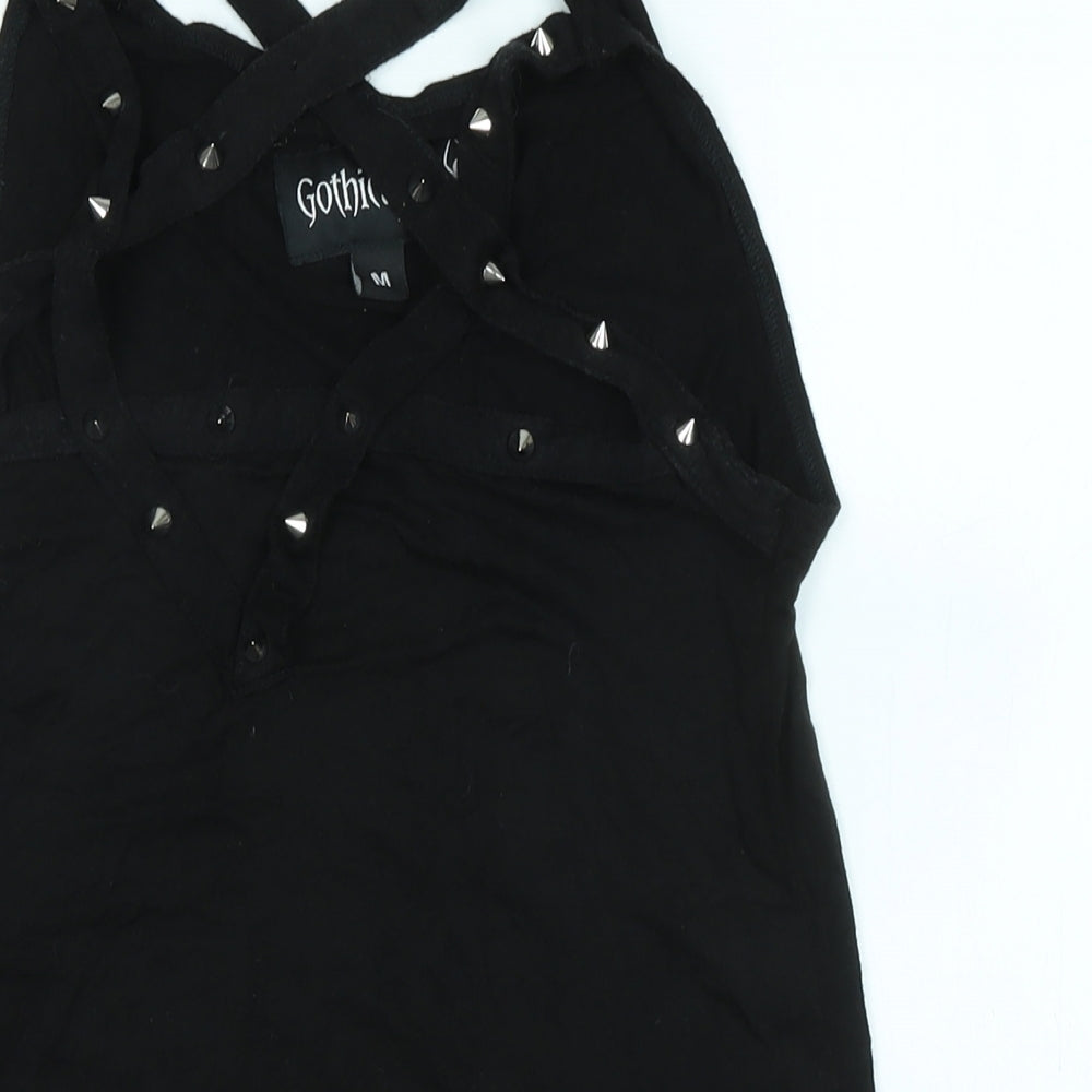 gothicana Womens Black Cotton Tunic Tank Size M Crew Neck