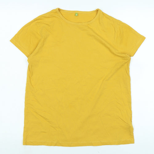 TMill Womens Yellow Cotton Basic T-Shirt Size 10 Crew Neck