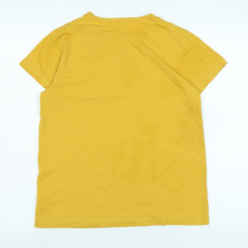TMill Womens Yellow Cotton Basic T-Shirt Size 10 Crew Neck