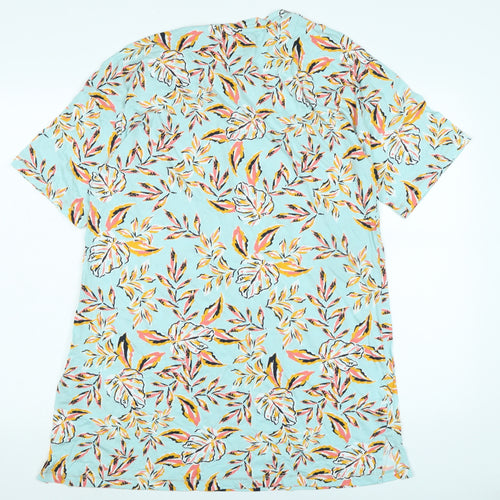 Marks and Spencer Womens Multicoloured Floral Cotton Basic T-Shirt Size M Boat Neck