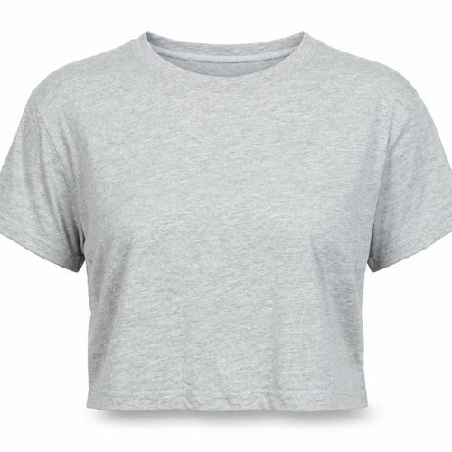 Missguided Womens Grey Cotton Cropped T-Shirt Size 14 Crew Neck