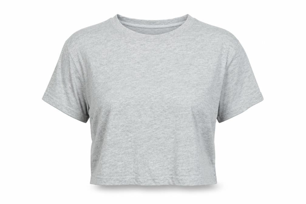 Missguided Womens Grey Cotton Cropped T-Shirt Size 14 Crew Neck