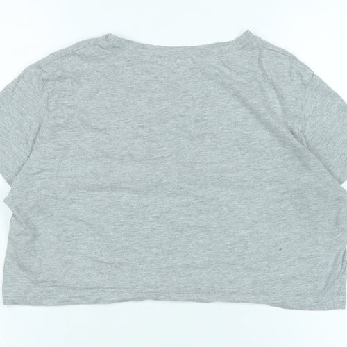 Missguided Womens Grey Cotton Cropped T-Shirt Size 14 Crew Neck
