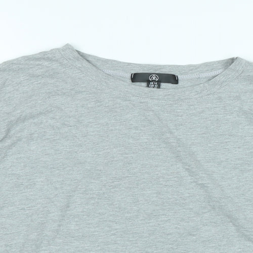 Missguided Womens Grey Cotton Cropped T-Shirt Size 14 Crew Neck