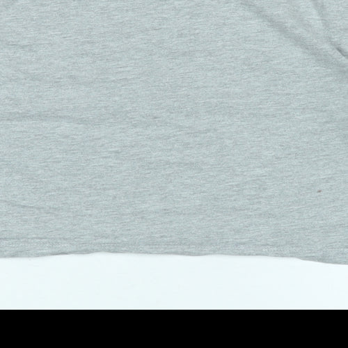 Missguided Womens Grey Cotton Cropped T-Shirt Size 14 Crew Neck