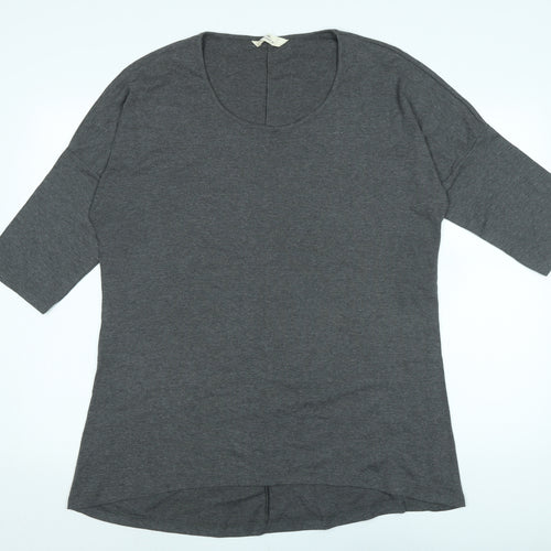 ORIGINAL ESSENTIALS Womens Grey Cotton Ringer T-Shirt Size 20 Boat Neck