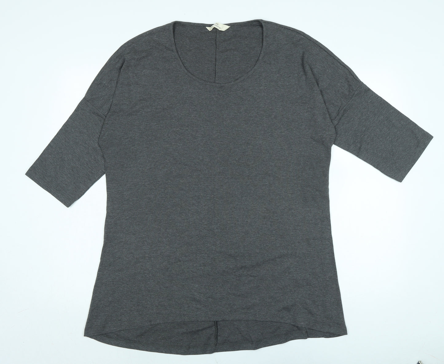 ORIGINAL ESSENTIALS Womens Grey Cotton Ringer T-Shirt Size 20 Boat Neck
