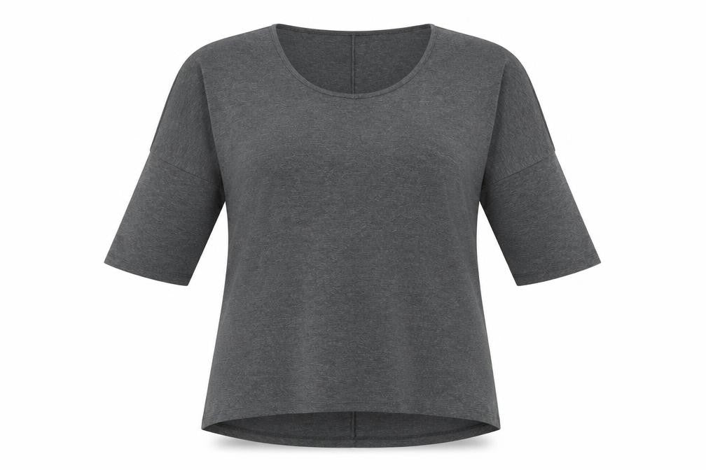 ORIGINAL ESSENTIALS Womens Grey Cotton Ringer T-Shirt Size 20 Boat Neck