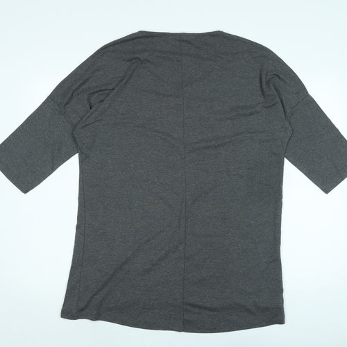 ORIGINAL ESSENTIALS Womens Grey Cotton Ringer T-Shirt Size 20 Boat Neck