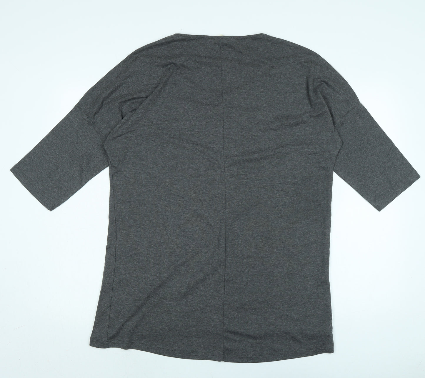 ORIGINAL ESSENTIALS Womens Grey Cotton Ringer T-Shirt Size 20 Boat Neck