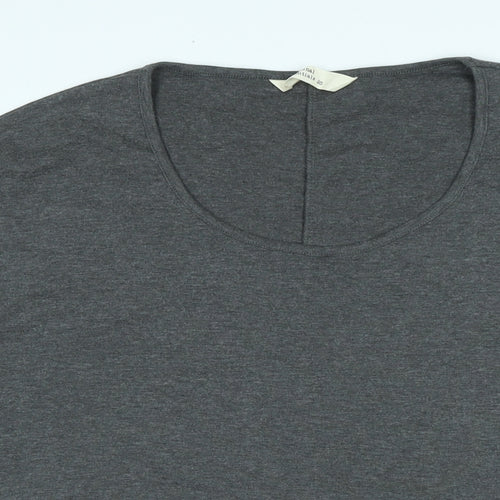 ORIGINAL ESSENTIALS Womens Grey Cotton Ringer T-Shirt Size 20 Boat Neck