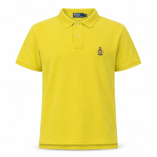 Front view of Polo Ralph Lauren men’s white cashmere blend polo, size M, collared button
