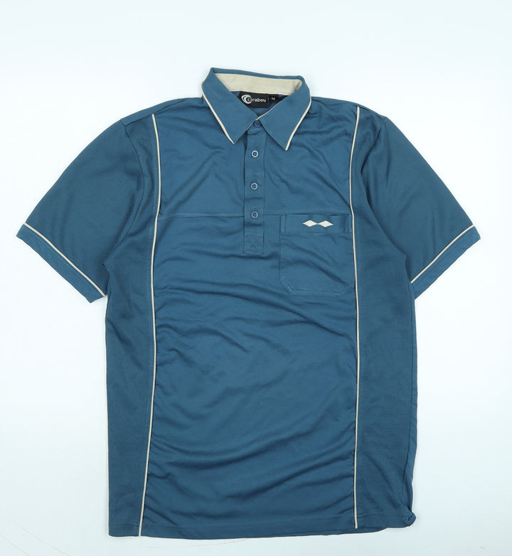 carabou Womens Blue Cotton Basic Polo Size M Collared