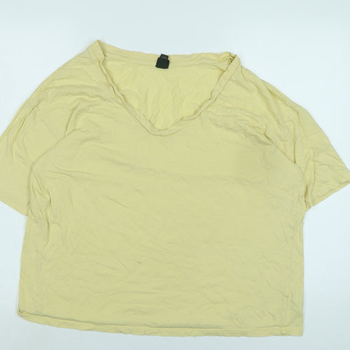 WILD FABLE Womens Yellow Cotton Basic T-Shirt Size XS V-Neck