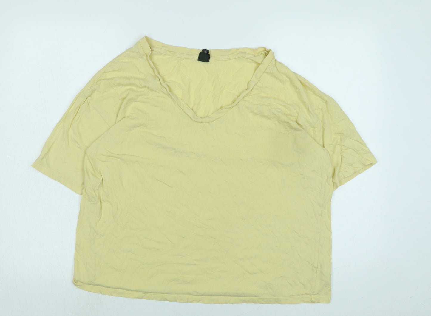 WILD FABLE Womens Yellow Cotton Basic T-Shirt Size XS V-Neck