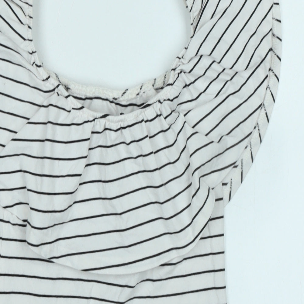 J.CREW Womens Ivory Cotton Blend Basic T-Shirt One Size Off the Shoulder