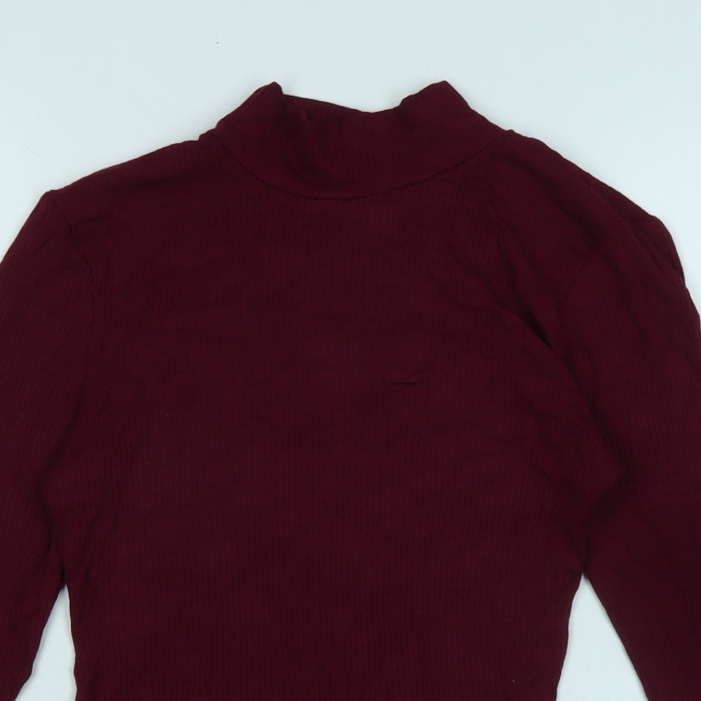 Fashion Nova Womens Red Elastane Basic T-Shirt Size M Mock Neck