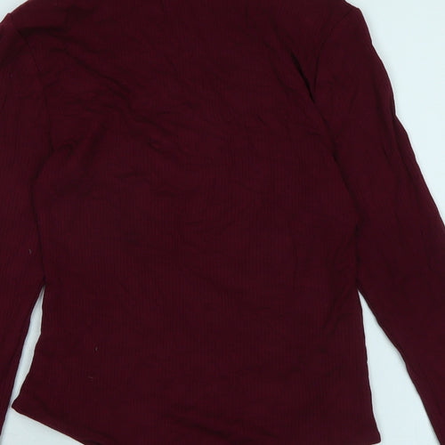 Fashion Nova Womens Red Elastane Basic T-Shirt Size M Mock Neck