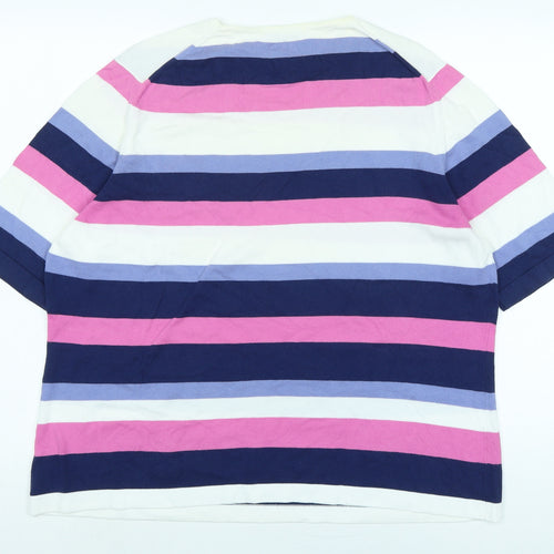 David Nieper Womens Multicoloured Crew Neck Striped Cotton Pullover Jumper Size 20