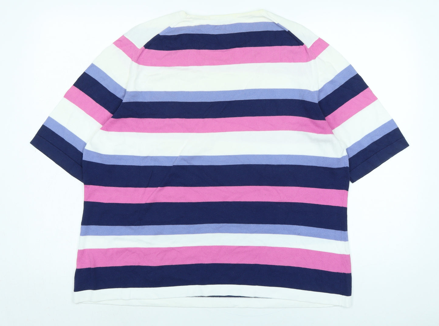 David Nieper Womens Multicoloured Crew Neck Striped Cotton Pullover Jumper Size 20